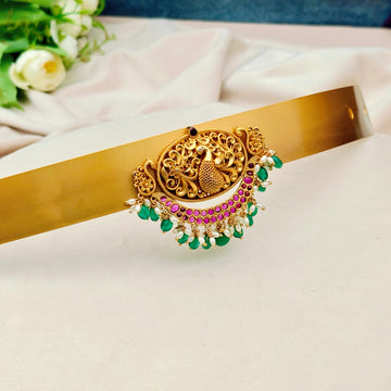 Pendant style Hip Belt - Green Beaded Peacock