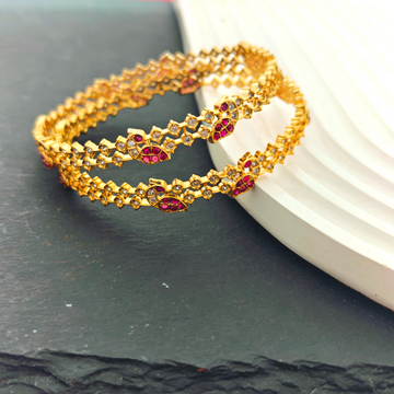 2 PC Set - Women Golden- Peacock Bangles(2.10 Size)