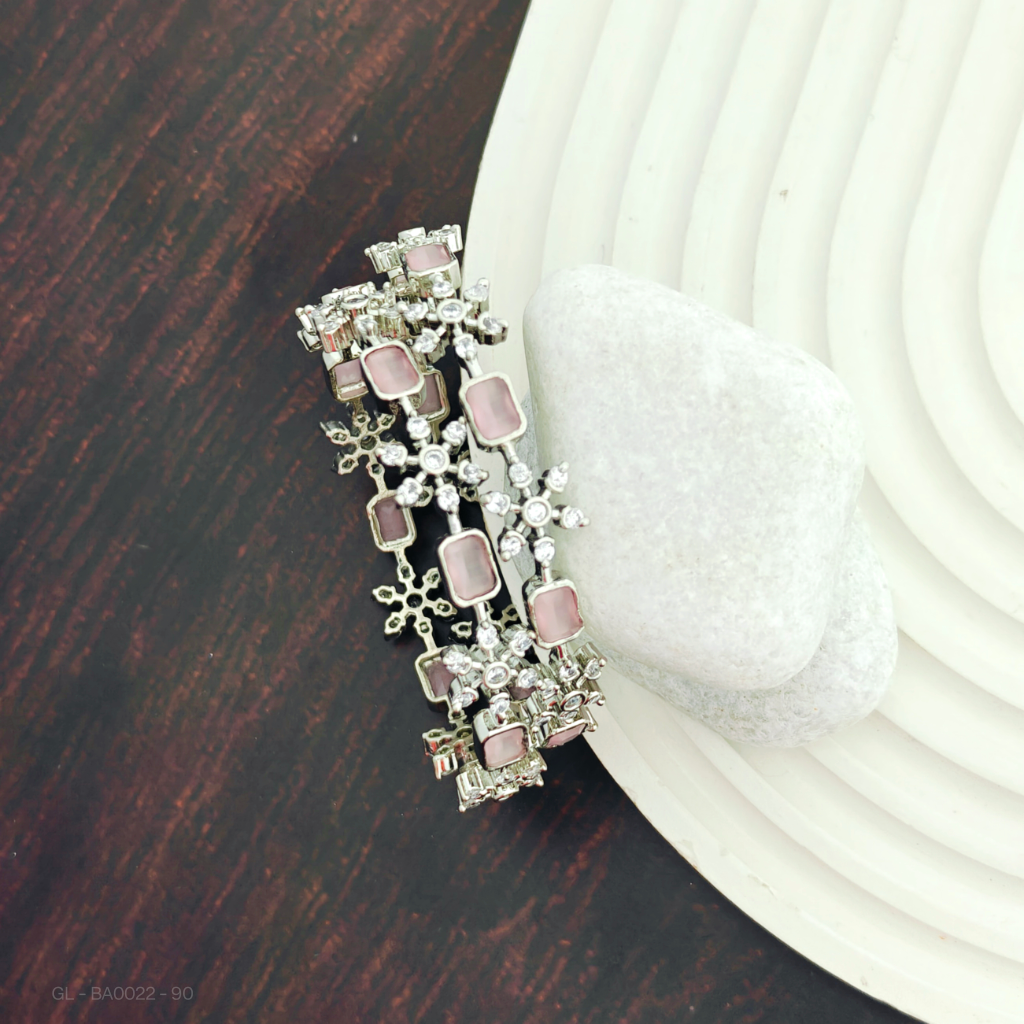 Silver finish-Pastel pink Bangles