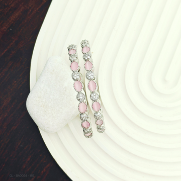 Silver Finish Pastel pink Bangles