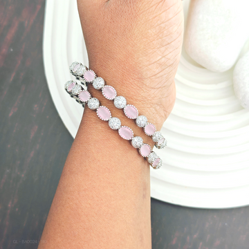 Silver Finish Pastel pink Bangles