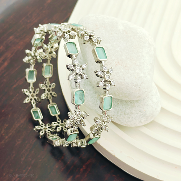 Silver finish pastel green Bangles