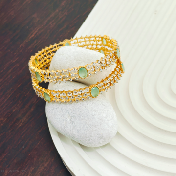 Gold finish Pastel blue checker Bangles