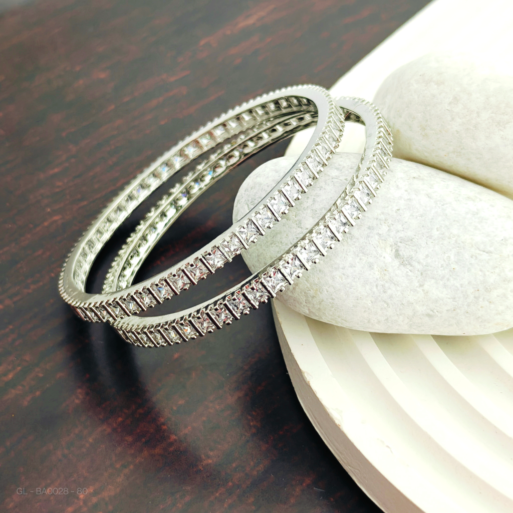 Silver finish AD stone Bangles