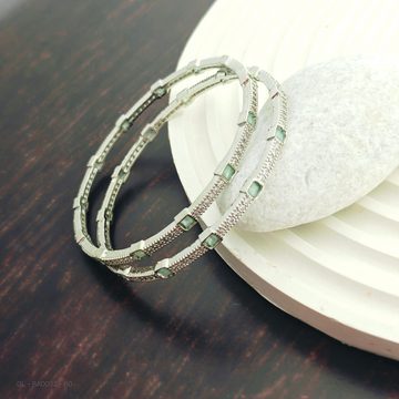 Silver finish Turquoise Blue AD Bangles