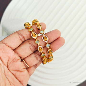 Gold finish Pastel Blue AD Stone Bangle Set