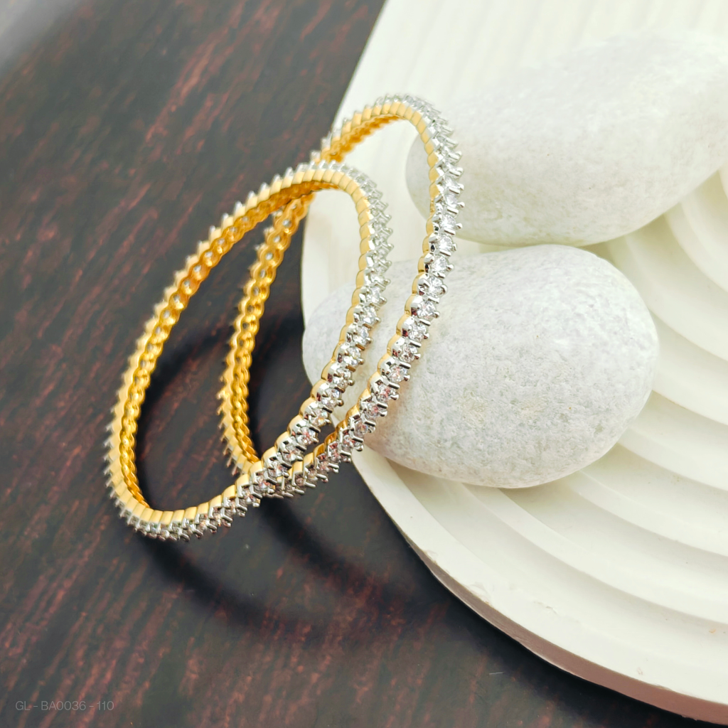 Gold finish AD Stone Bangle Set
