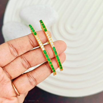 Gold finish Green & White stone Bangles
