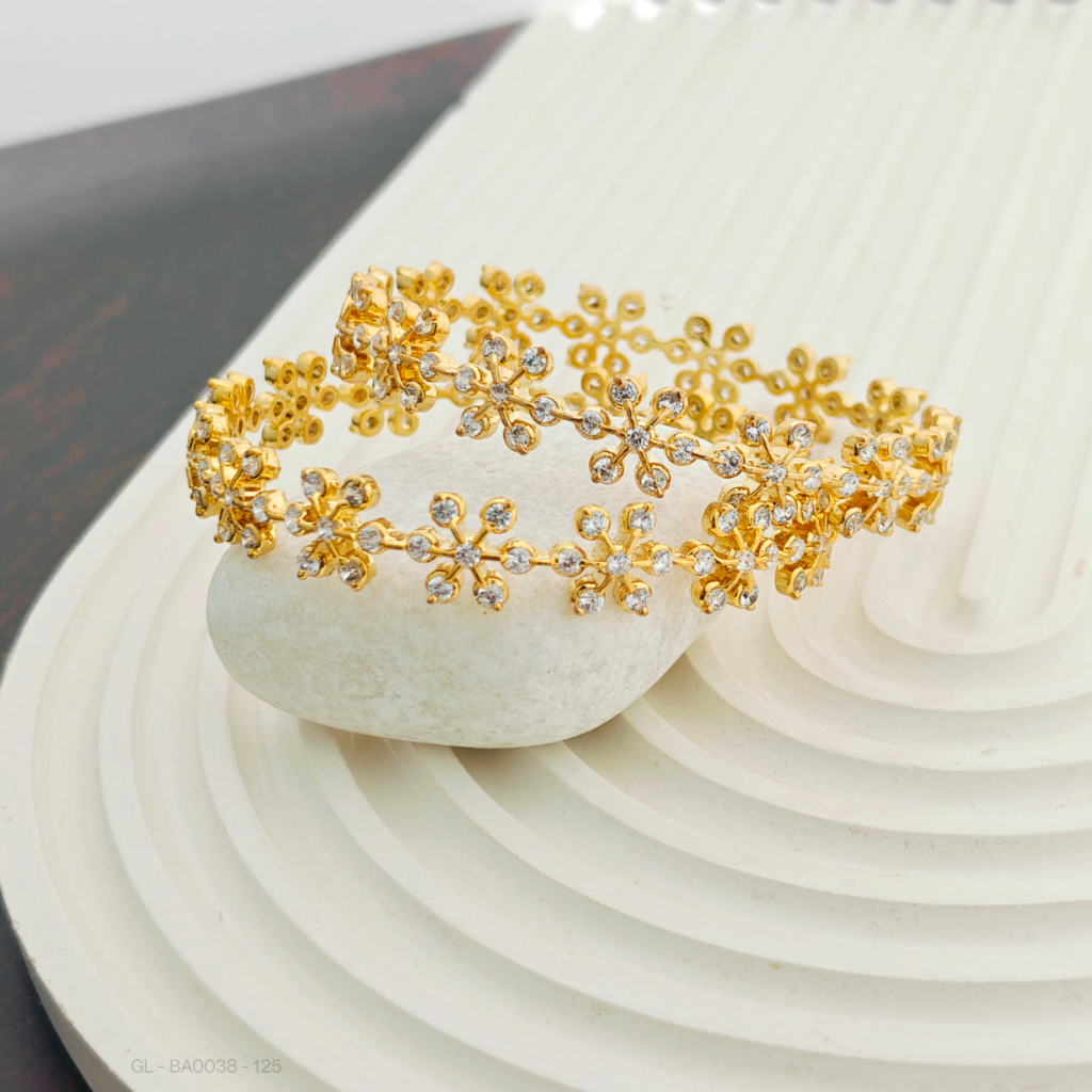 Gold finish American Diamond Bangles Set