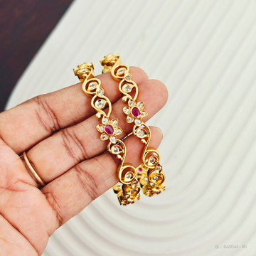 Gold finish Ruby stone Bangle Set