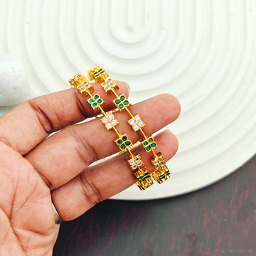 2 PC  set American Diamond Bangles - Green White