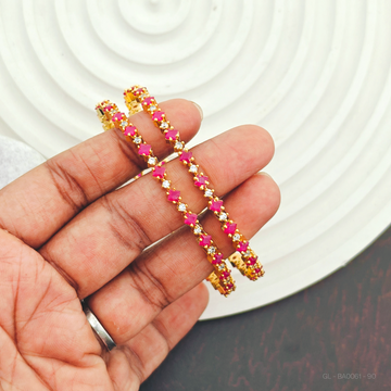 Gold finish AD Stone Ruby Bangle Set