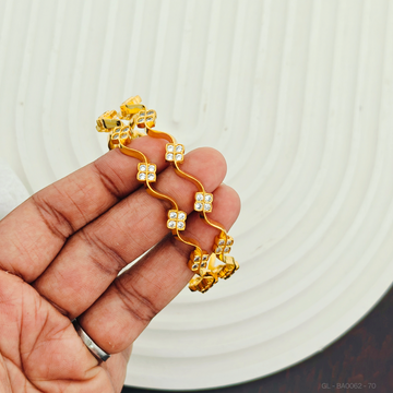 Gold finish AD Stone Bangle Set - White