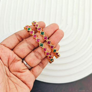 Ruby Emerald Stones Bangle Set