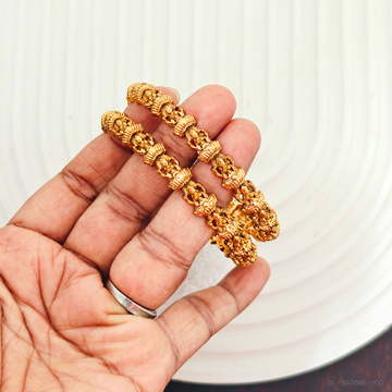 Gold Finish Seated Lakshmi Alligned Bangles