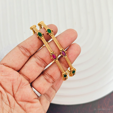 Solid thin style 2 Set Bangles with multicolor stones