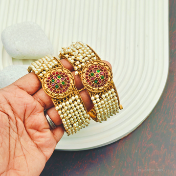 Screw type pearl cluster Kada Bangles