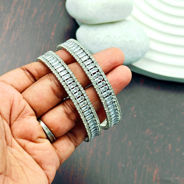 Silver finish AD stone designer  Bangles