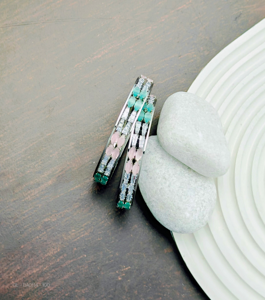 Silver finish  Multi-AD Stone  designer  Bangles