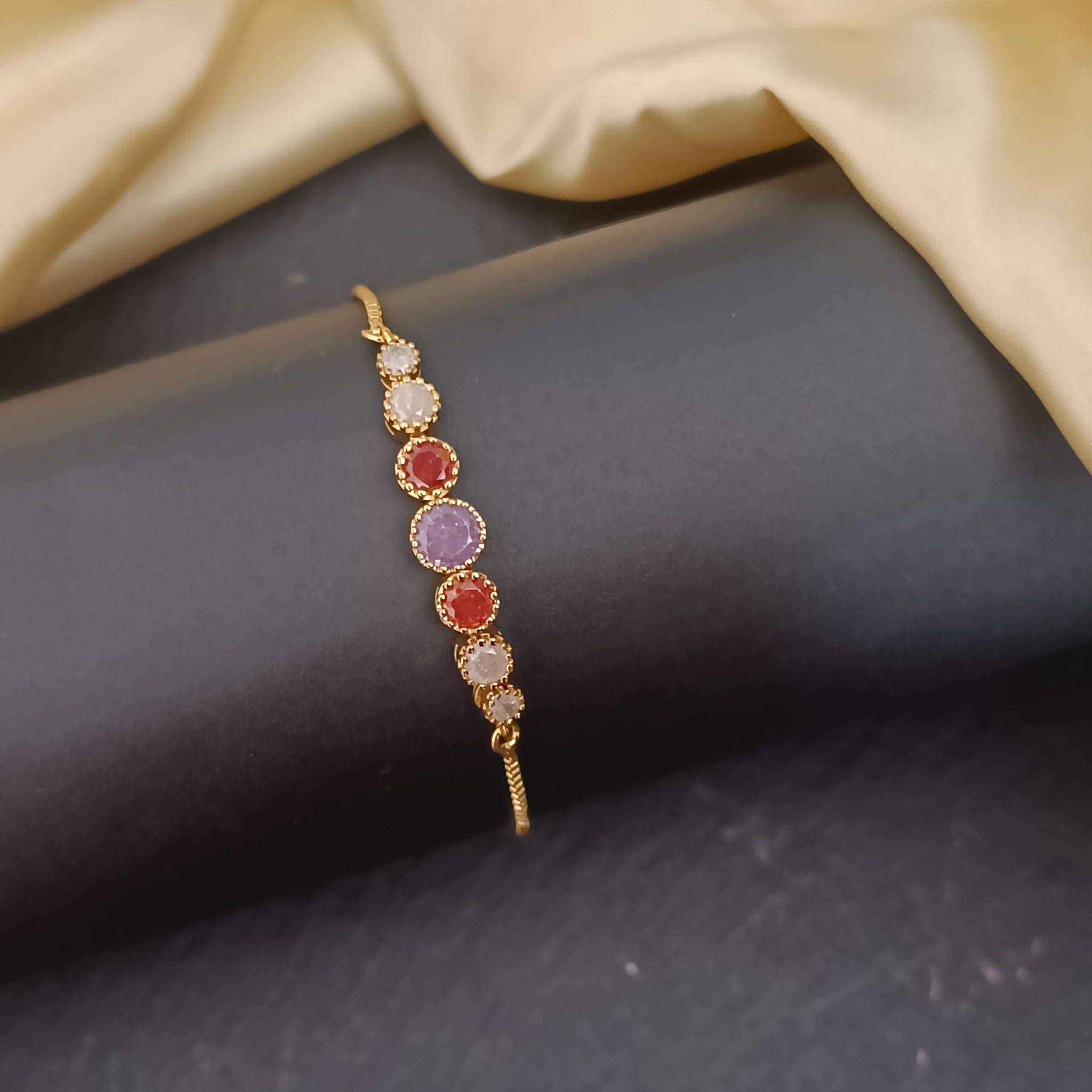 Gold finish multi color AD stone Bracelet GL-BA1787-65