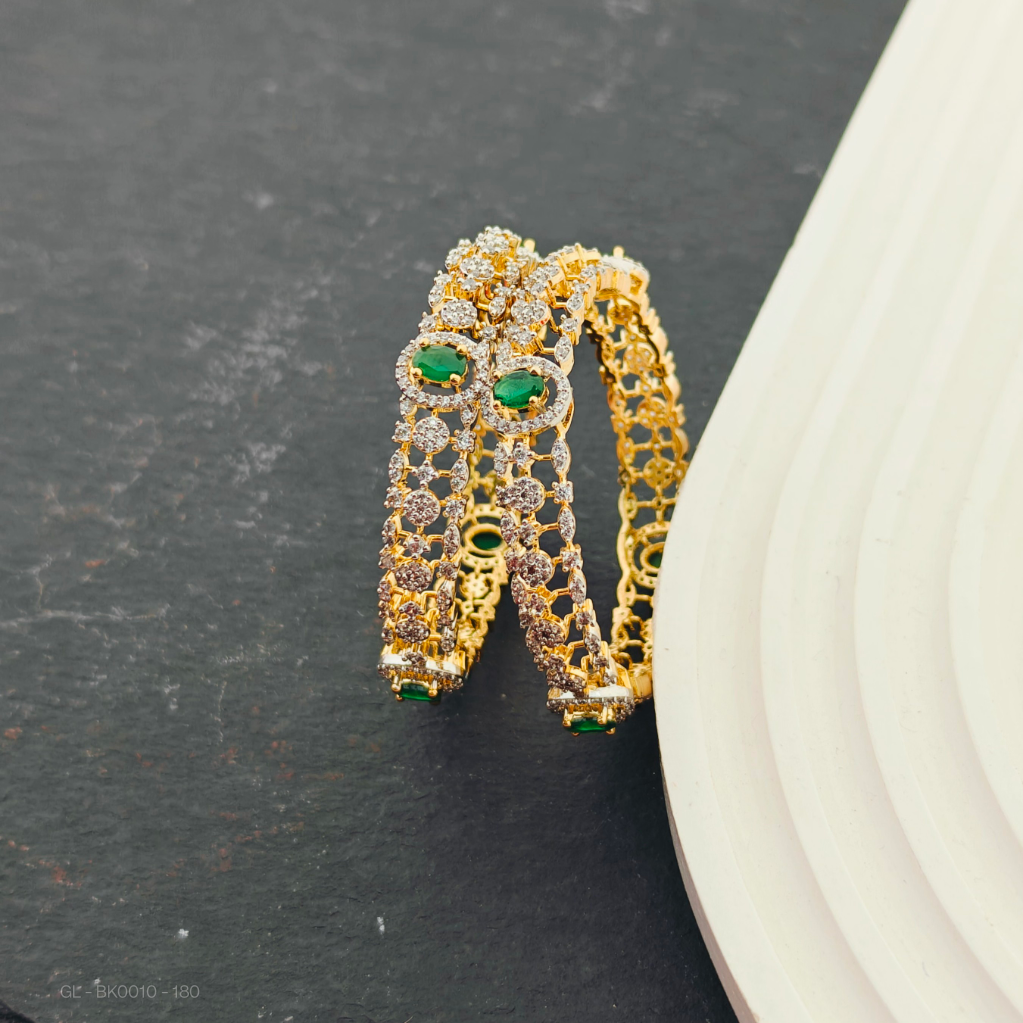 Kids Bangles 2 pc set Emerald AD stone