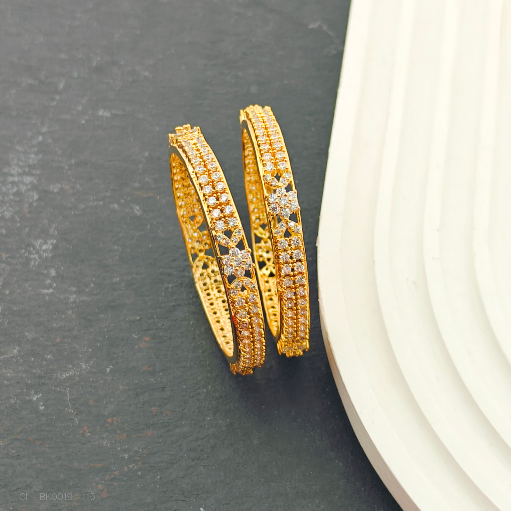 Kids Bangles 2 pc set-Floral Designer-AD stone