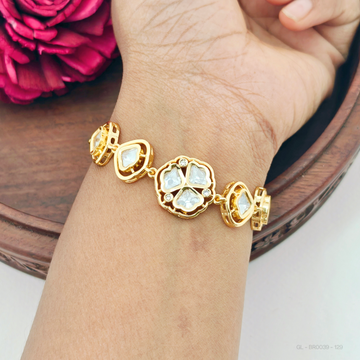 Polki Golden Bracelet-Floral - Design