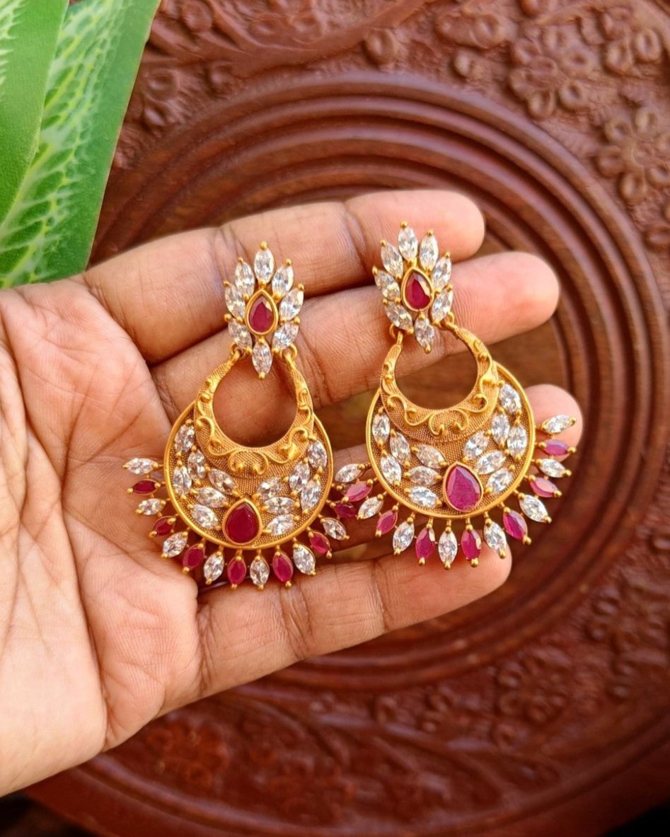 CZ Matt finish Chandbali Earrings GL-EA0837-95