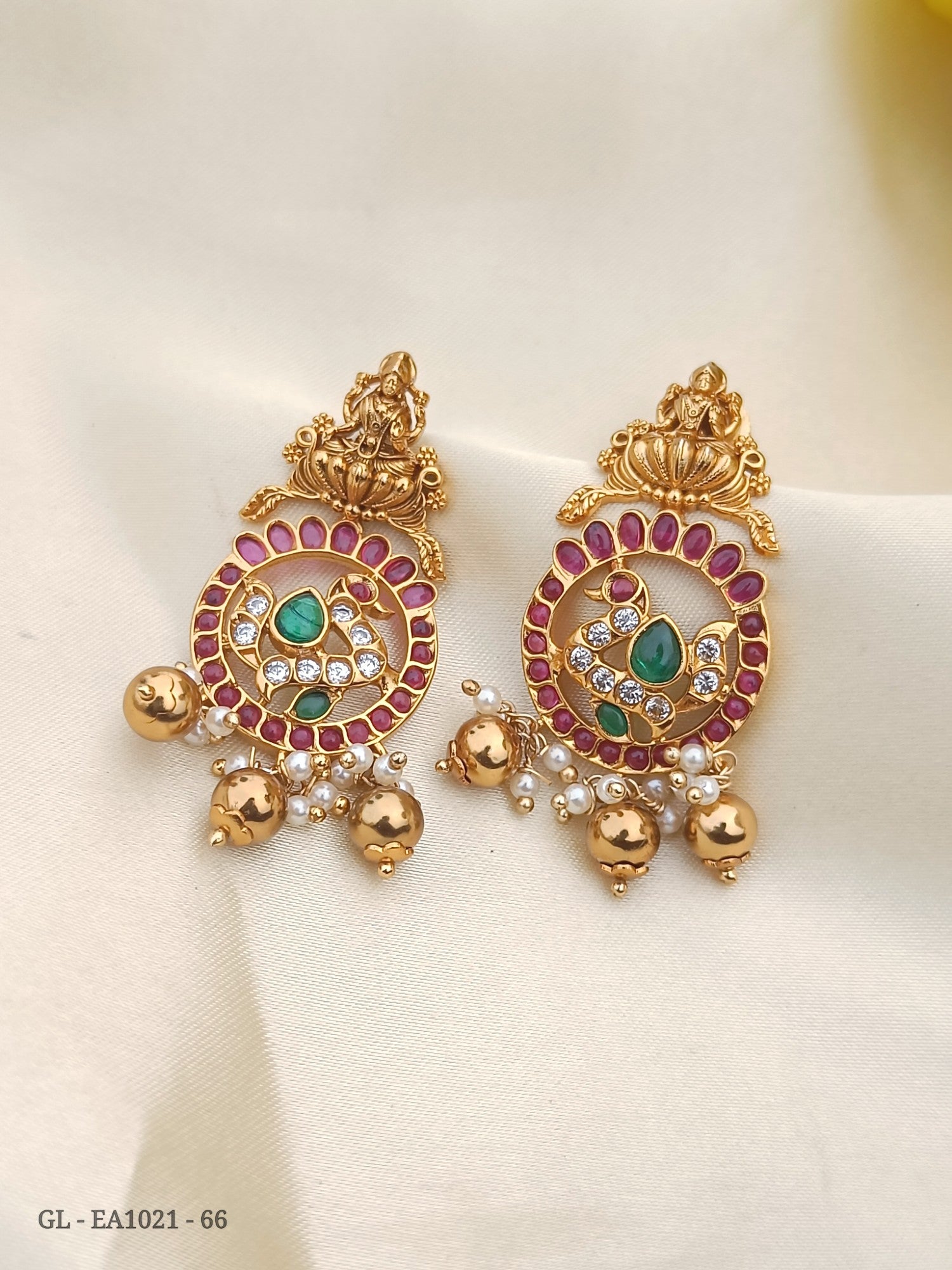 Gold Finish Kemp peacock earrings GL-EA1021-66