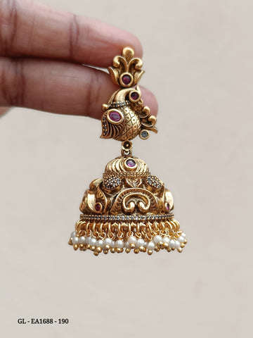 Matt Gold Finish Jhumkas GL-EA1688-190