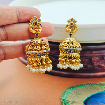 Antique Finish pearl cluster Jhumkas
