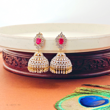 Gold finish-AD-Ruby-Stone-jhumkas