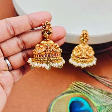 Gold finish-Peacock top-Lakshmi-design-jhumkas