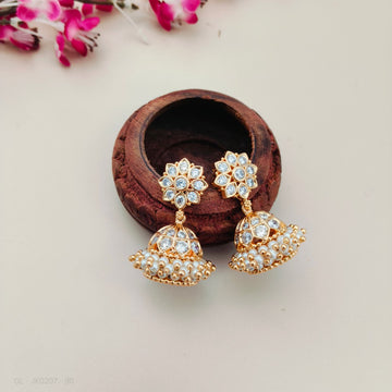 Gold plated Pearl Screw back Jhumkas - Design 4