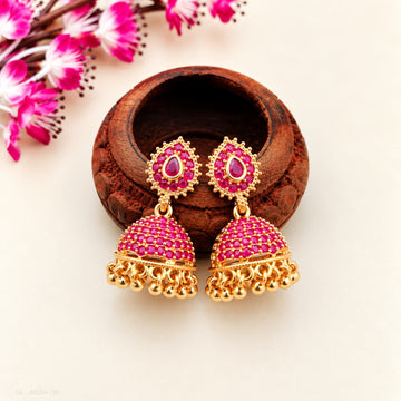 1 gram gold Tilak Jhumkas - Design 10