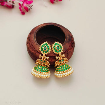 1 gram gold Tilak Jhumkas - Design 13
