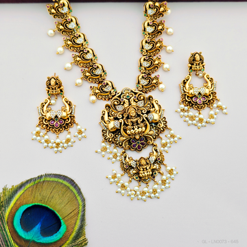 Antique gold Lakshmi - floral Necklace