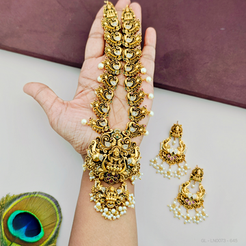 Antique gold Lakshmi - floral Necklace