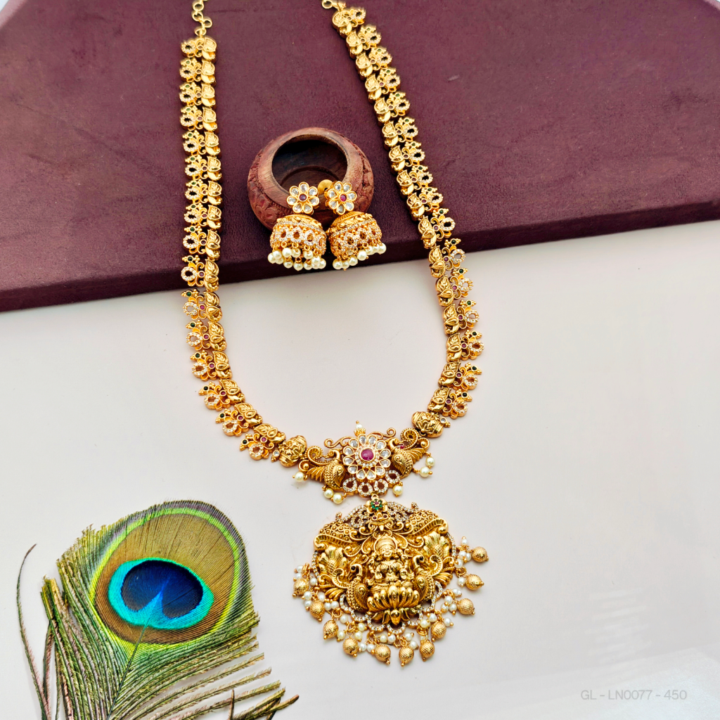Antique gold Lakshmi Floral Necklace