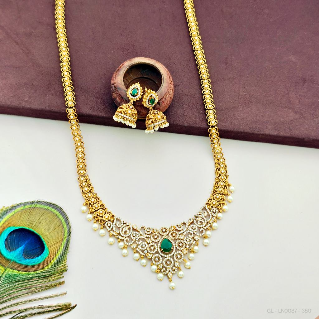 Elegant American Diamond-Long Necklace
