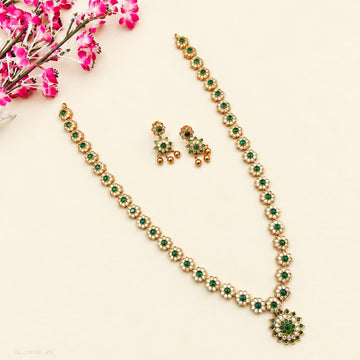 Emerald floral long Necklace set