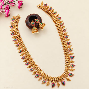 Gold plated Traditional Manga Ruby- Emerald Long Haram