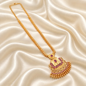 Gold plated Ruby Emerald Long Haram