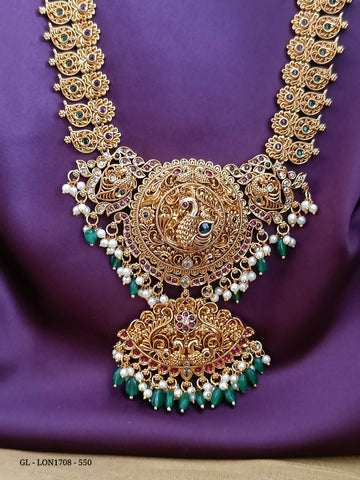 Non temple Peacock design green beads Necklace GL-LON1708-550