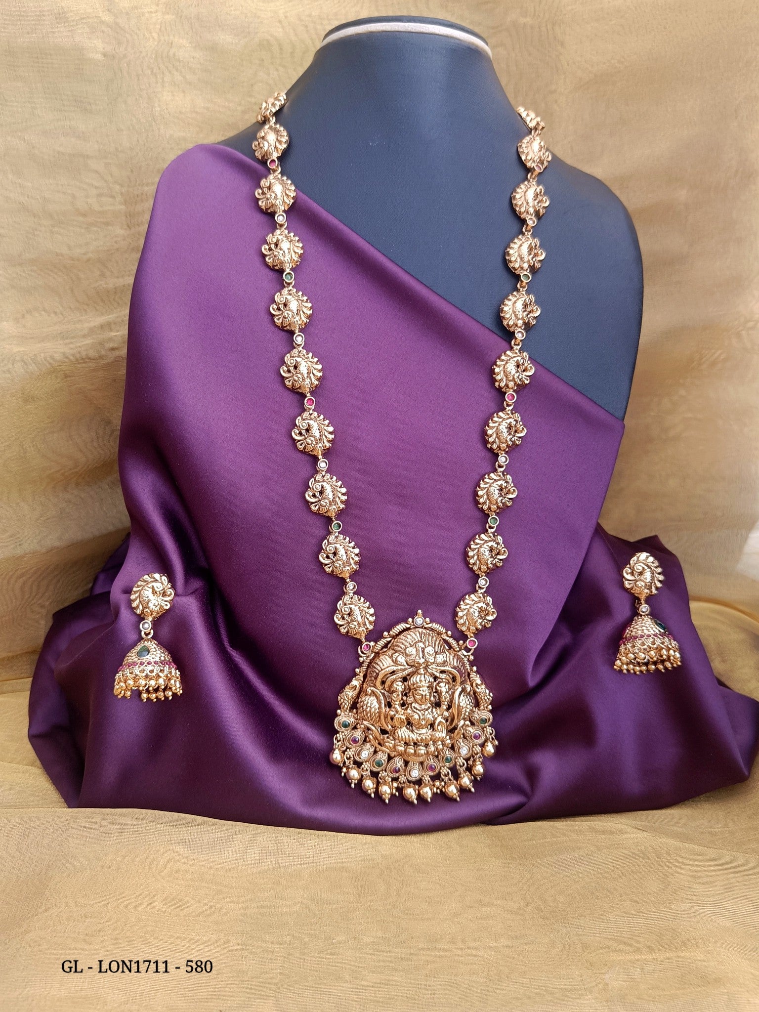 Premium Quality Lakshmi design Ruby Stone Necklace GL-LON1711-580