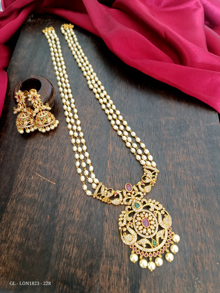 Premium Quality Gold finish AD Stone Necklace GL-LON1823-228