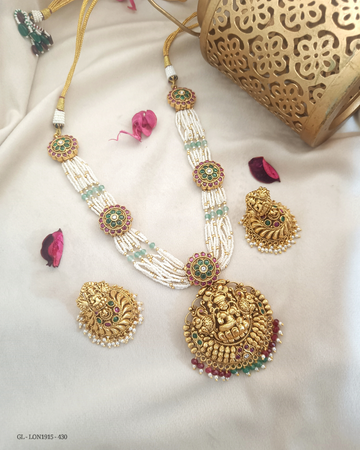 Antique necklace with semi precious Jadau Kundan stones GL-LON1915-430