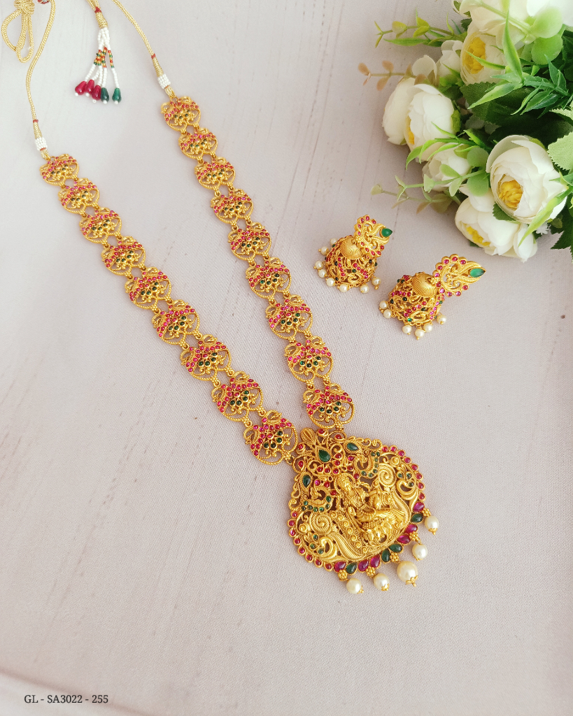 Peacock Lakshmi long necklace - GL-SA3022-255