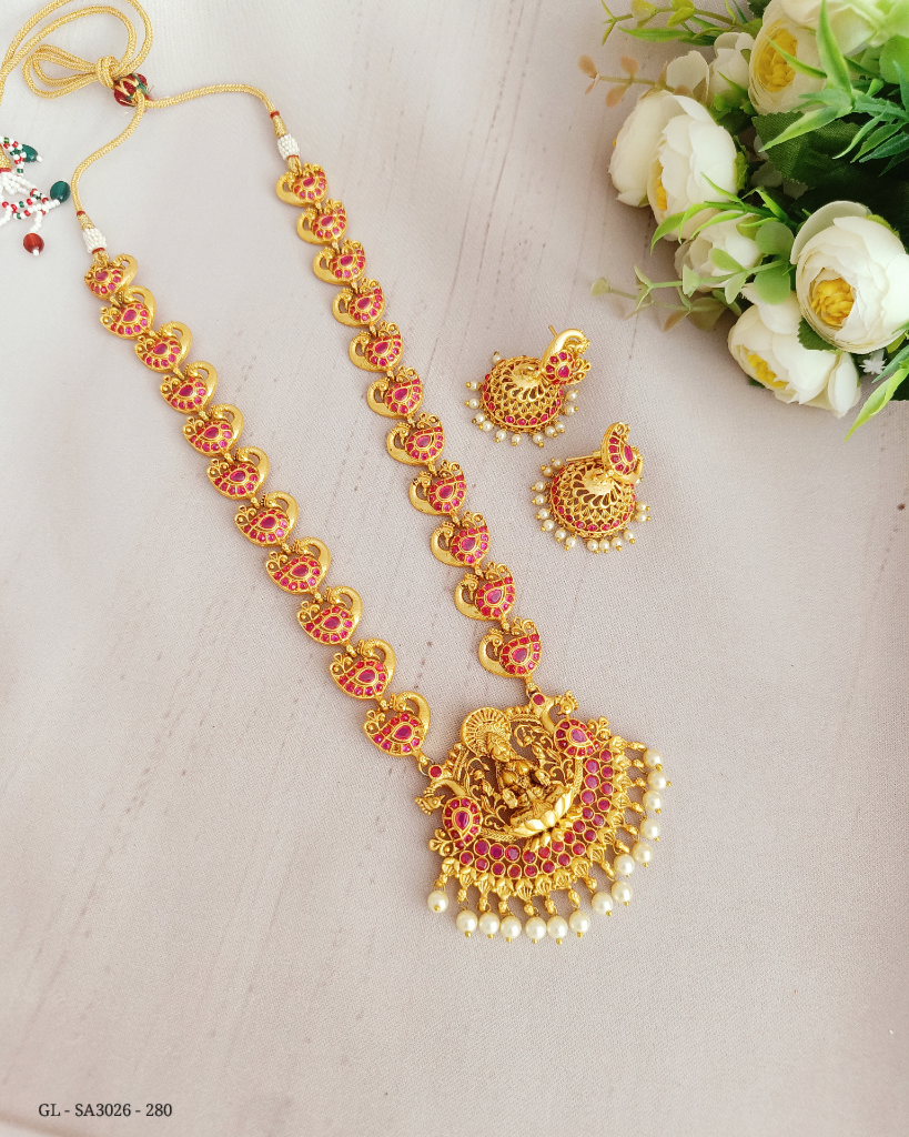 Ruby Temple Lakshmi Long necklace - GL-SA3026-280