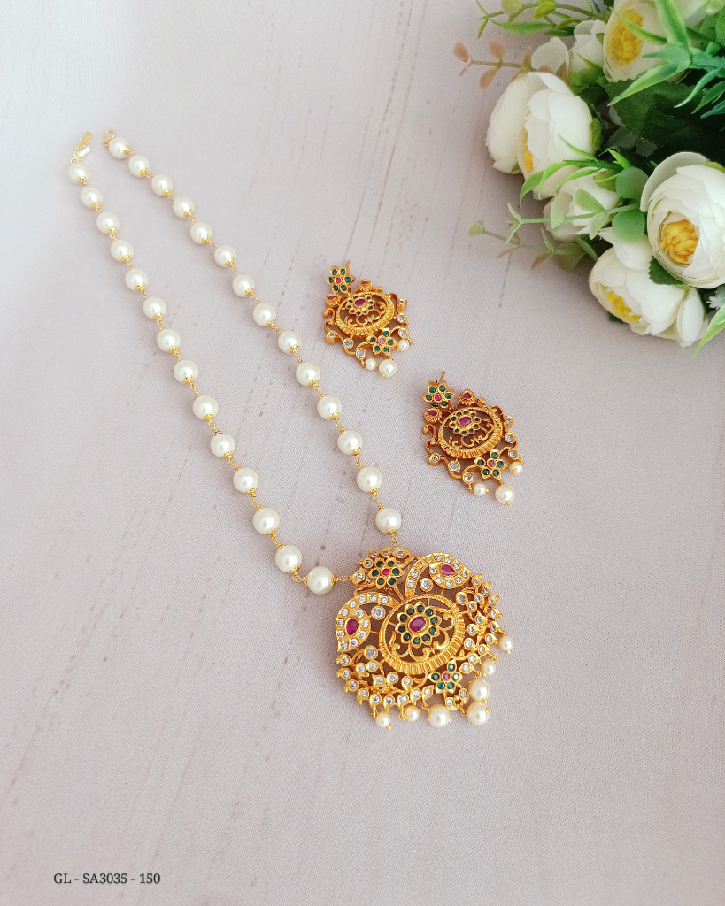 Pearl mala Locket necklace - GL-SA3035-150